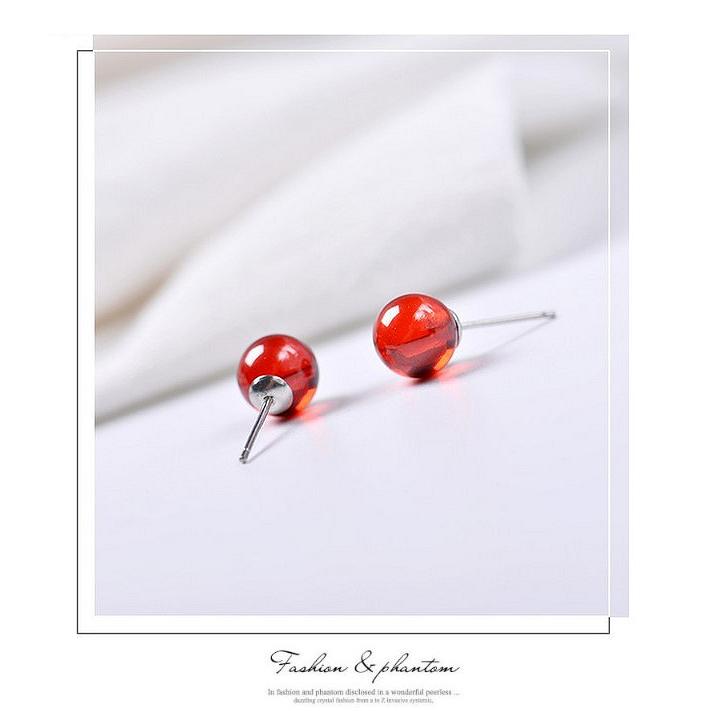 サフィレット⭐︎スタッドピアス ピアス レディース シルバー925 8mm クリスタル レッド スタッド