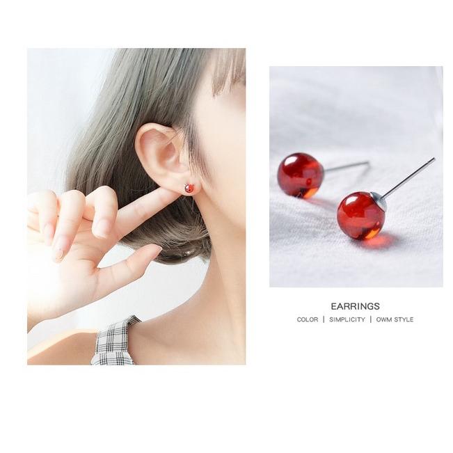 クリスタルカットスタッドピアス ピアス レディース シルバー925 8mm クリスタル レッド スタッドピアス