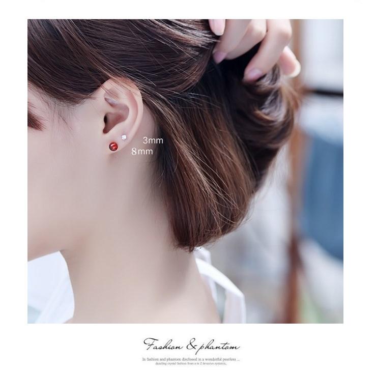 ピアス レディース シルバー925 8mm クリスタル レッド スタッドピアス