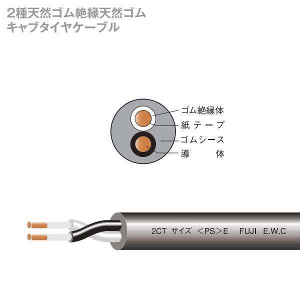 富士電線 2CT 2sq 2芯 600V耐圧 2種ゴムキャブタイヤケーブル (2mm 2c 