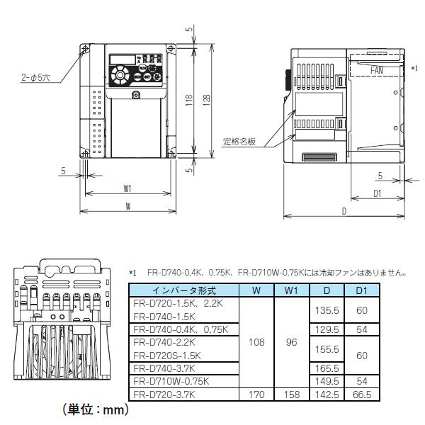三菱電機（MITSUBISHI ELECTRIC） FR-D740-2.2K (簡単・パワフル小型 