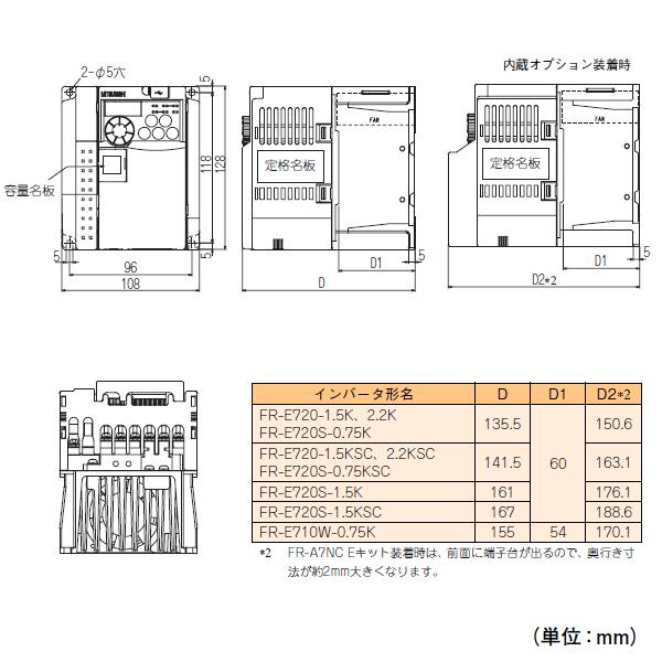 三菱電機 FR-E720-2.2K (簡単・パワフル小型インバータ) NN : fr-e720