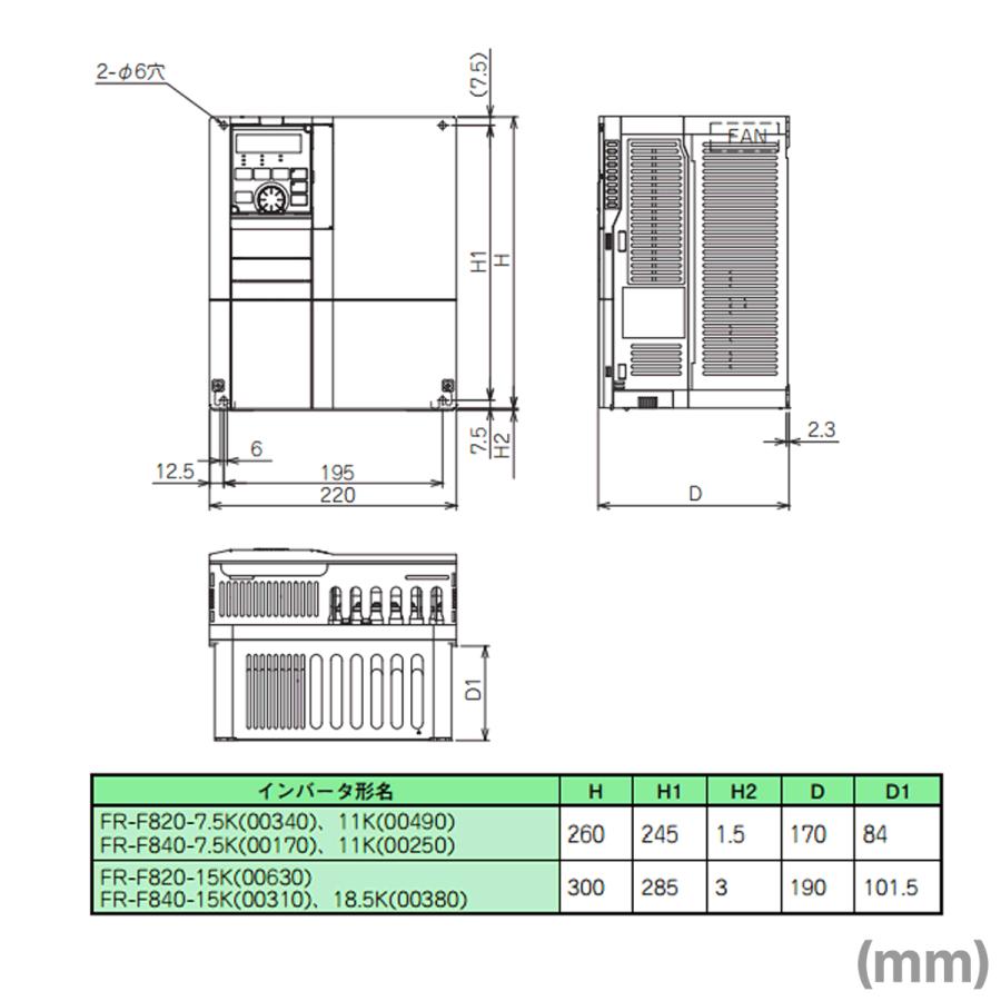 三菱電機 FR-F820-11K-1 ファン・ポンプ用インバータ FREQROL-F800