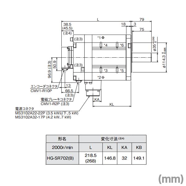 三菱電機（MITSUBISHI ELECTRIC） HG-SR702B サーボモータ HG-SR 2000r