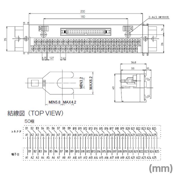 取寄 東洋技研(TOGI) PCN-1T50 ネジ式コネクタターミナル (オムロン XG4A XG4M用) (Y型圧着端子) (50極) SN｜angelhamshopjapan｜02