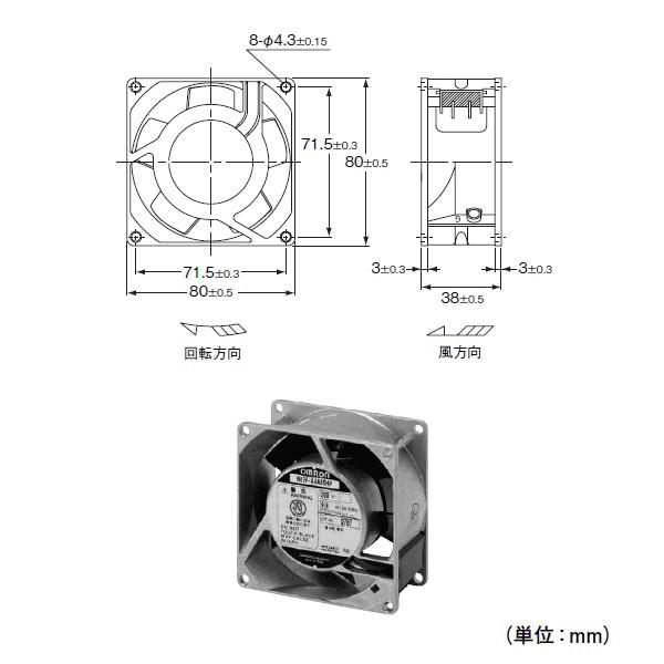 オムロン(OMRON) R87F-A4A85HP AC軸流ファン 200V (80×t38 端子タイプ) (回転数 50Hz 2700回) NN｜angelhamshopjapan｜03