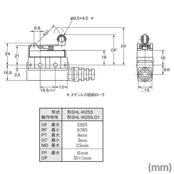 オムロン（OMRON） SHL-W255-01 小形封入スイッチ SHLシリーズ (ヒンジ・ローラ・短レバー形) NN : ANGEL HAM ...