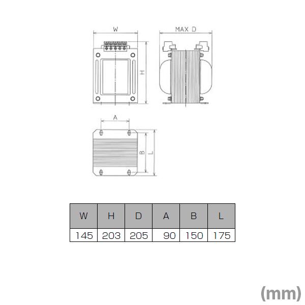 東洋技研(TOGI) TRH2K-21S トランスフォーマー 単相複巻 (容量2KVA) (B