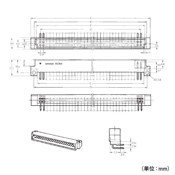 取寄 オムロン(OMRON) XC5A-4482-1 2列配列タイププラグ DINスタイル1 ディップL形端子 44極 (40個入) NN｜angelhamshopjapan｜02