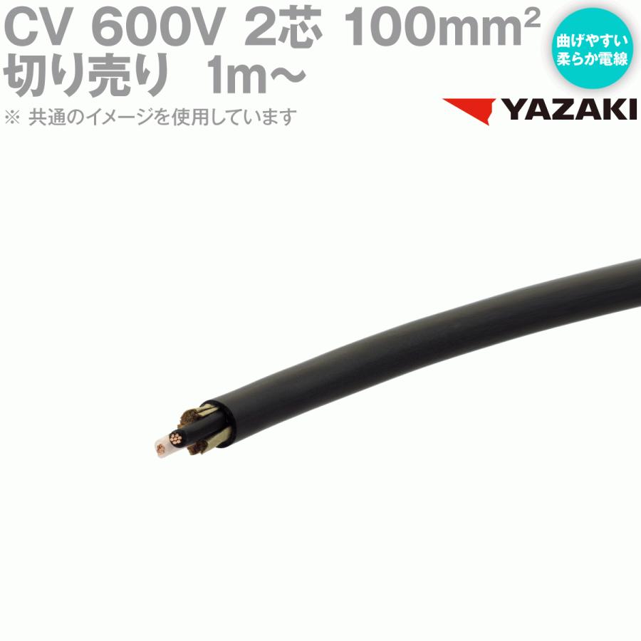 矢崎総業/YAZAKI CV 100sq 2芯 柔らか電線 600V耐圧電線 架橋 