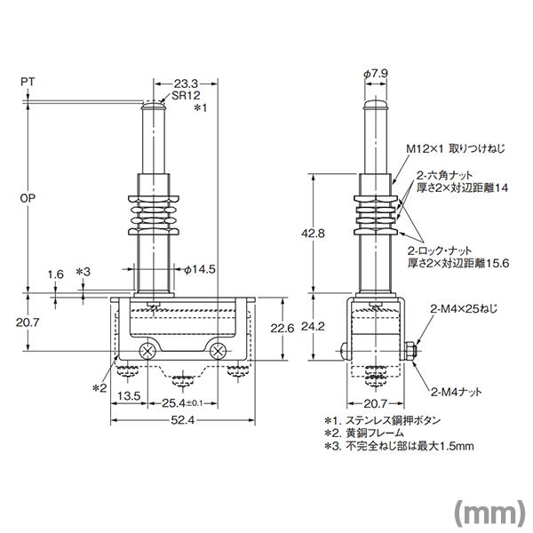 オムロン（OMRON） ZAQ-1 形Z/X/DZ共通アクチュエータ パネル取りつけ