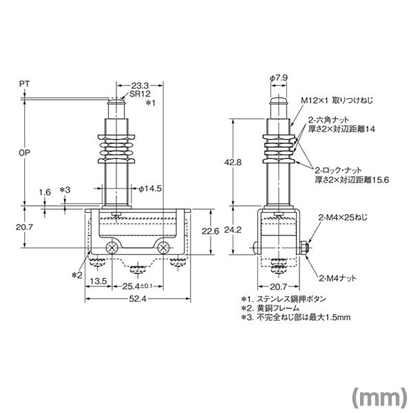 オムロン（OMRON） ZAQ-2 形Z/X/DZ共通アクチュエータ パネル取りつけ