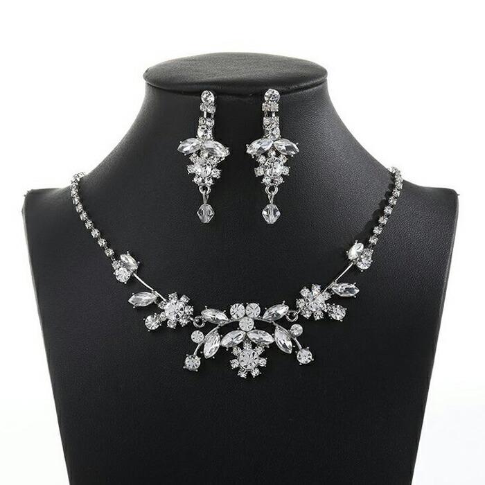 ネックレス ウェディング ピアス 2点セット 花嫁アクセサリー 飾り 結婚式 宴会 パーティー ２次会