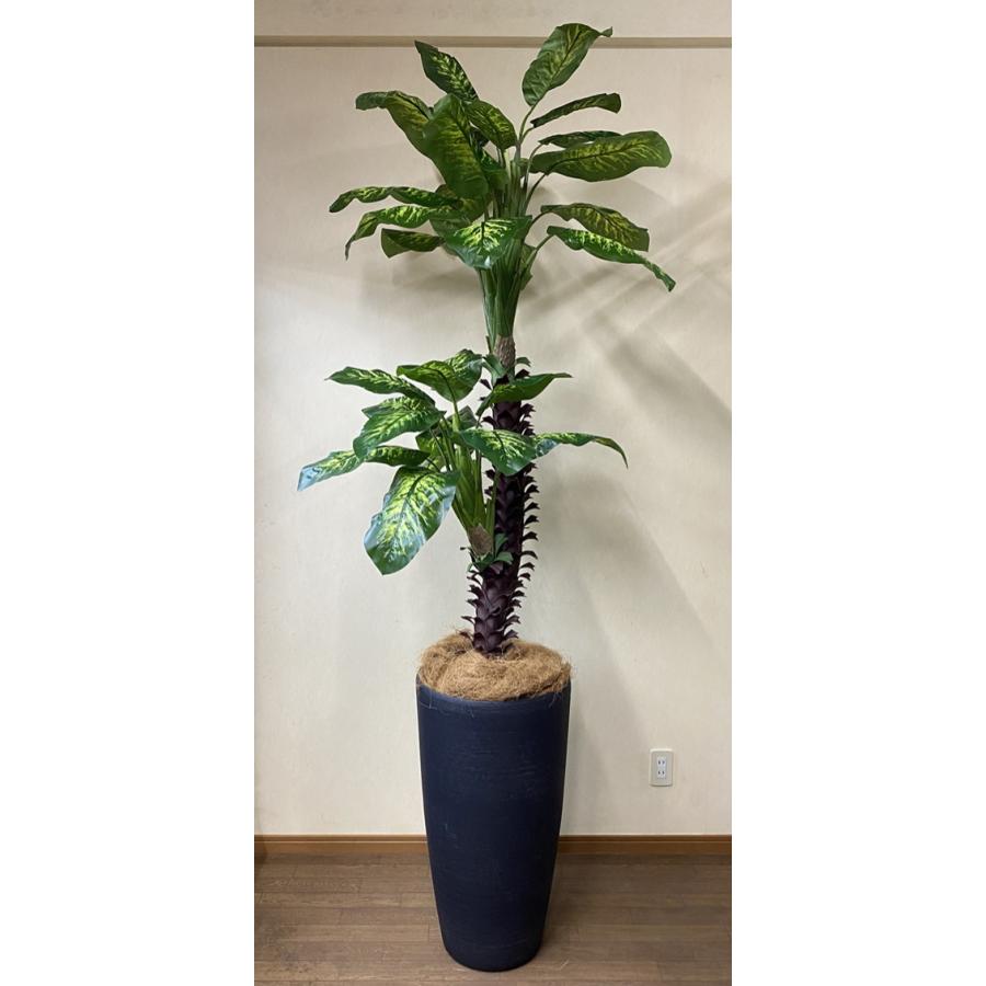 観葉植物　大型ディフェンバキア 福岡、佐賀、長崎、熊本 光触媒 造花 観葉植物 特大 ディフェンバキア 樹脂製大型鉢クリア