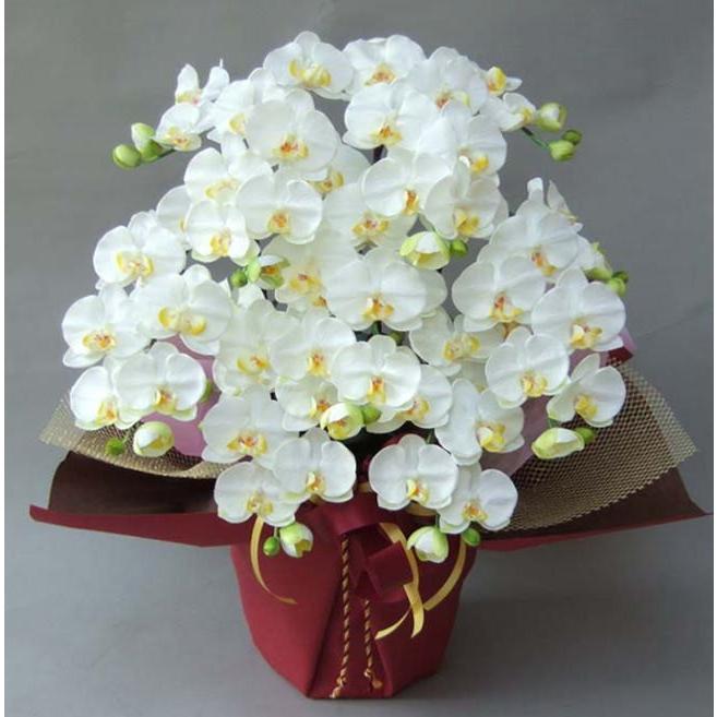 光触媒 工芸お花 造花 夢見鳥蘭 中型 7本立 白  開店祝 入会祝 開業祝 開院祝 移し替える祝 生まれ落ちる日 不死化日 さし上げる 造花、アートフラワー-花、ガーデニング