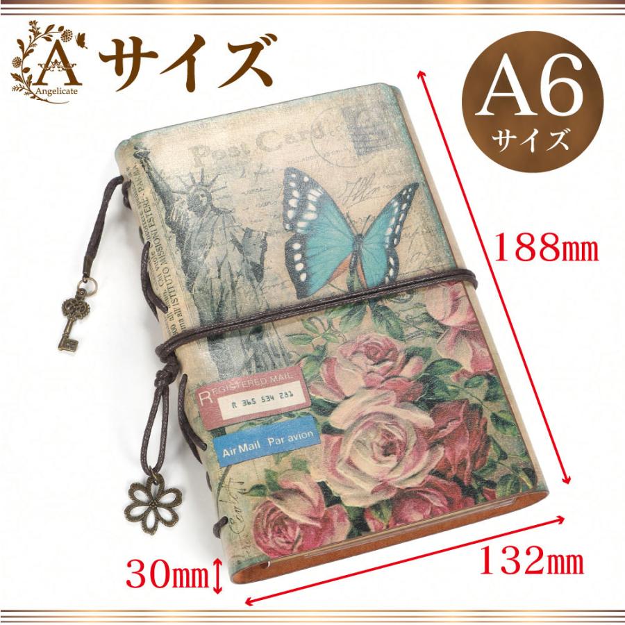 日記帳 アンティーク 手帳 ノート メモ帳 PUレザー A6 : Angelicate