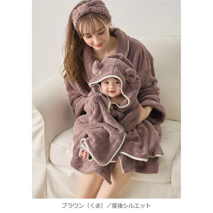 出産祝い 親子ペア バスタイム 3点セット バスローブ ベビーバスポンチョ ヘアバンド プレゼント ギフト 男の子 女の子 エンジェリーベの画像