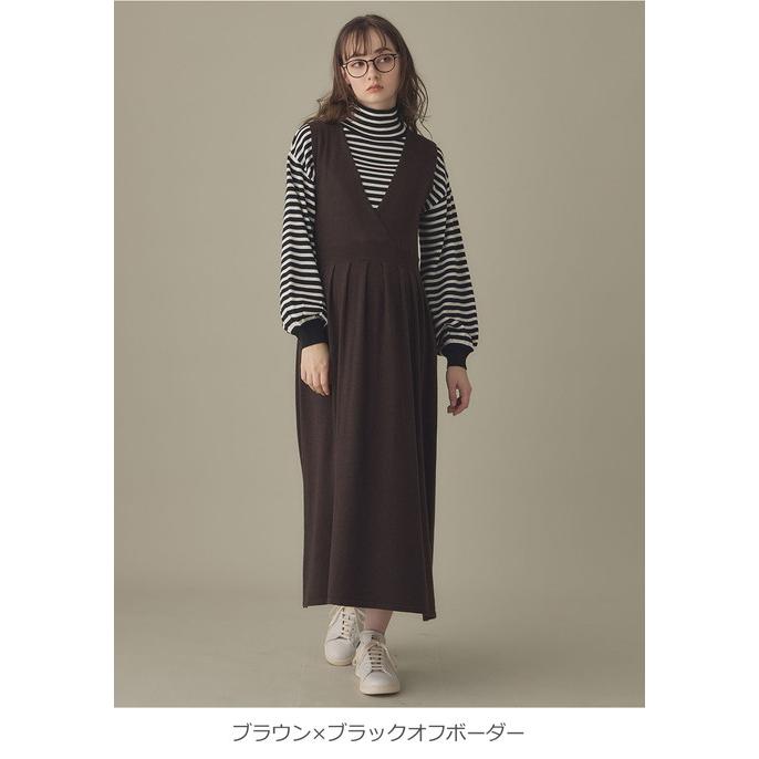 2WAY 授乳服 マタニティ 服 ワンピース タートルネック ニット トップス ニット カシュクール ジャンパースカート 妊婦服 長袖 ジャンスカ 仕事服 オフィス｜angeliebe｜20