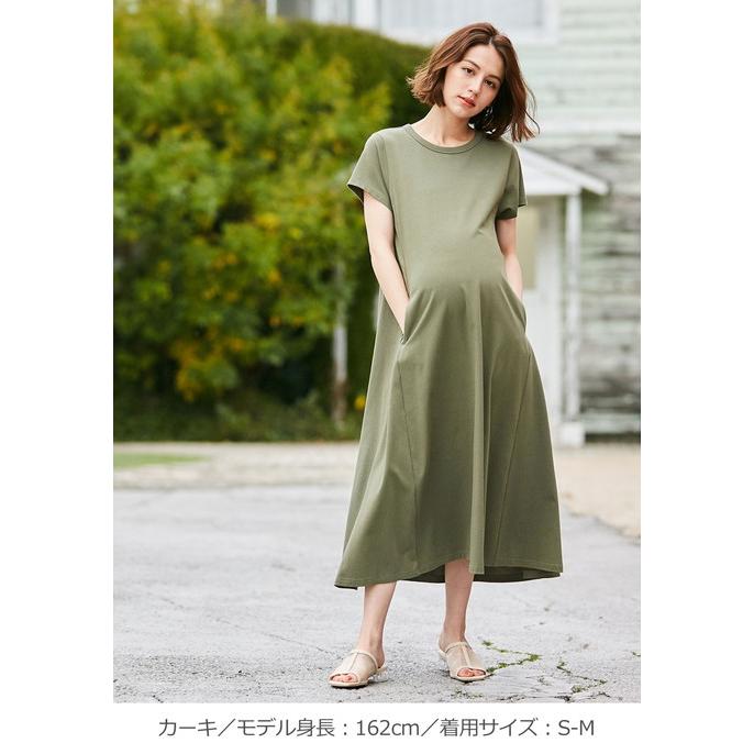 マタニティ ワンピース 授乳服 Aライン 半袖 レギュラー丈 妊婦服