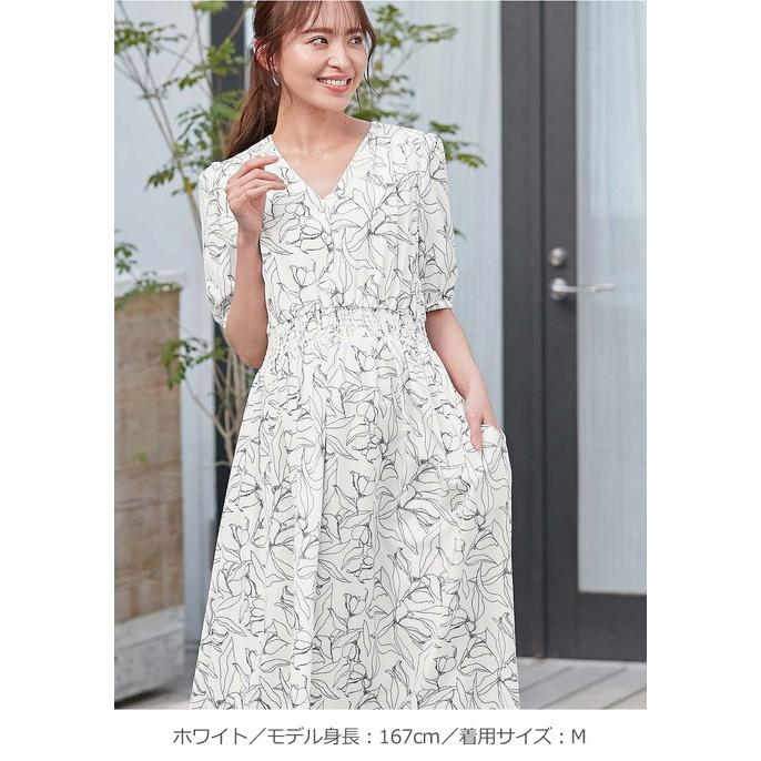 ANGELIEBE マタニティ ワンピース 花柄 ウエスト シャーリング ANGELIEBE マタニティ ワンピース 花柄 ウエスト シャーリング