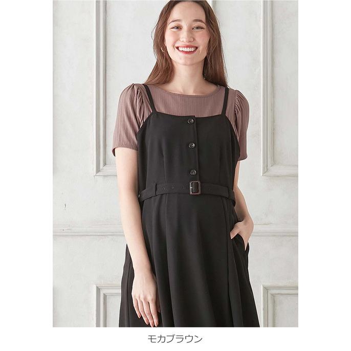 マタニティ トップス 半袖 授乳服 2WAY  リブ カットソー 半袖 トップス Ｔシャツ 仕事服 通勤 オフィス  Vネック 無地 S M L 妊婦服｜angeliebe｜18