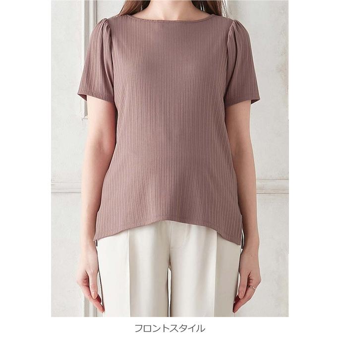 マタニティ トップス 半袖 授乳服 2WAY  リブ カットソー 半袖 トップス Ｔシャツ 仕事服 通勤 オフィス  Vネック 無地 S M L 妊婦服｜angeliebe｜08