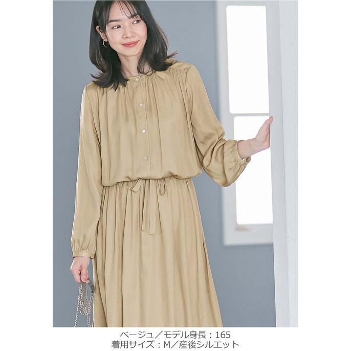 ANGELIEBE 授乳服 マタニティ ワンピース ヴィンテージサテン 前