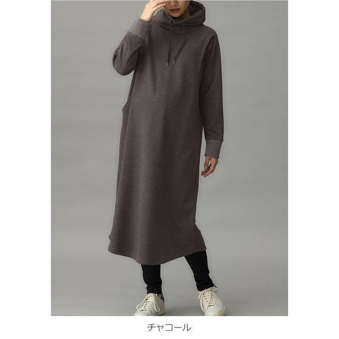 犬印本舗 マタニティ ワンピース 授乳服 裏起毛 長袖 スタンドネック