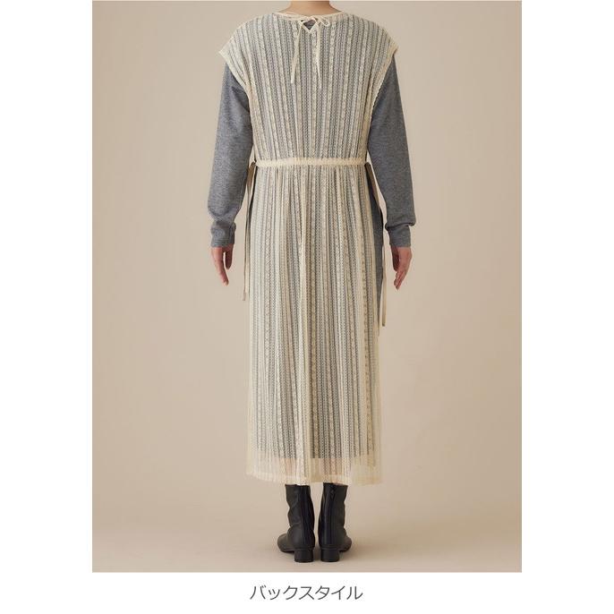 ANGELIEBE マタニティ 秋冬 ワンピース 長袖 レース ニットソー