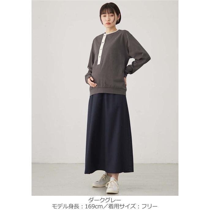 マタニティ トップス 長袖 カットソー  綿100％ 前開きプルオーバー 2WAY Vネック 妊婦 服  授乳服 授乳  産前 産後  臨月｜angeliebe｜18