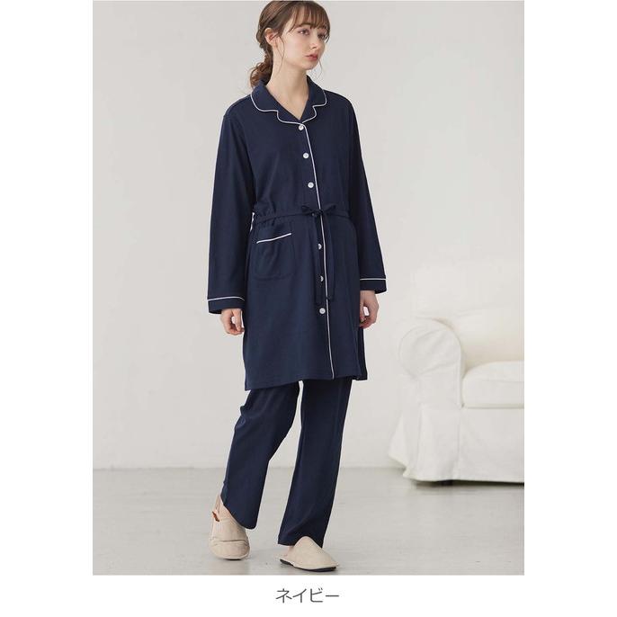 Fairy マタニティ パジャマ 前開き 長袖 綿混 フロント スナップ