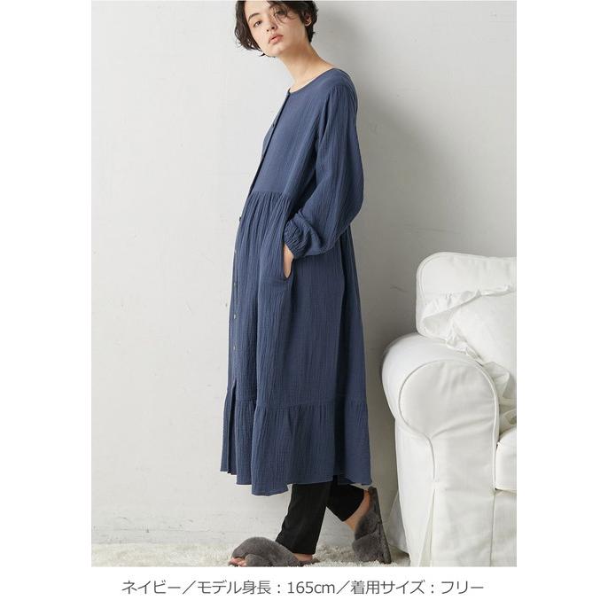 マタニティ ベビー パジャマ 長袖 親子コーデセット Wガーゼ ぷくぷく 裾ティアード 3WAYワンピ レギンス 2wayオール リンクコーデ エンジェリーベの画像