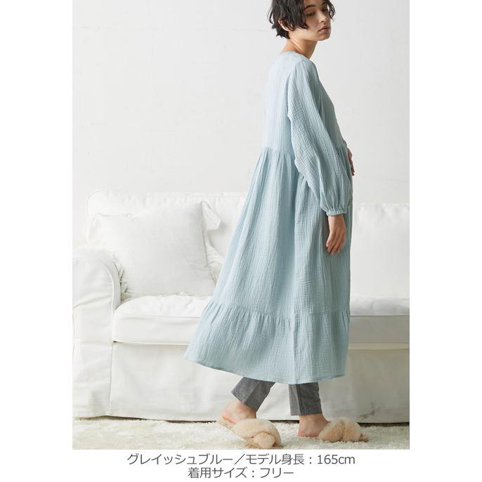 マタニティ ベビー パジャマ 長袖 親子コーデセット Wガーゼ ぷくぷく 裾ティアード 3WAYワンピ レギンス 2wayオール リンクコーデ エンジェリーベの画像
