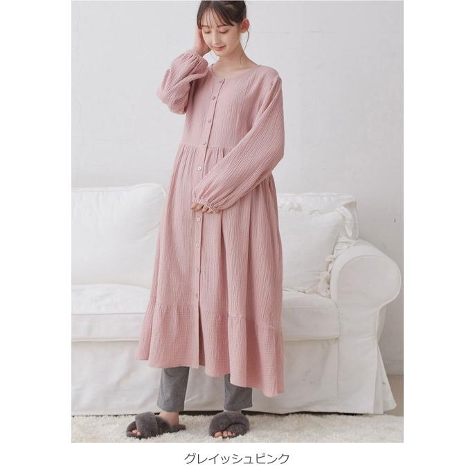 マタニティ ベビー パジャマ 長袖 親子コーデセット Wガーゼ ぷくぷく 裾ティアード 3WAYワンピ レギンス 2wayオール リンクコーデ エンジェリーベの画像