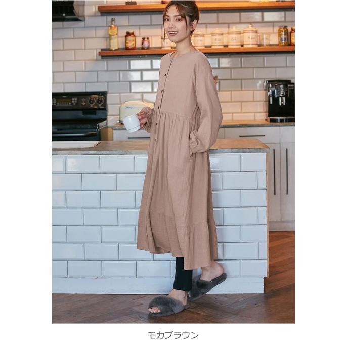 マタニティ ベビー パジャマ 長袖 親子コーデセット Wガーゼ ぷくぷく 裾ティアード 3WAYワンピ レギンス 2wayオール リンクコーデ エンジェリーベの画像