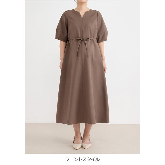 マタニティワンピース ランタンスリーブ 五分袖 産前産後 Rosemadame 紫外線対策 エンジェリーベの画像