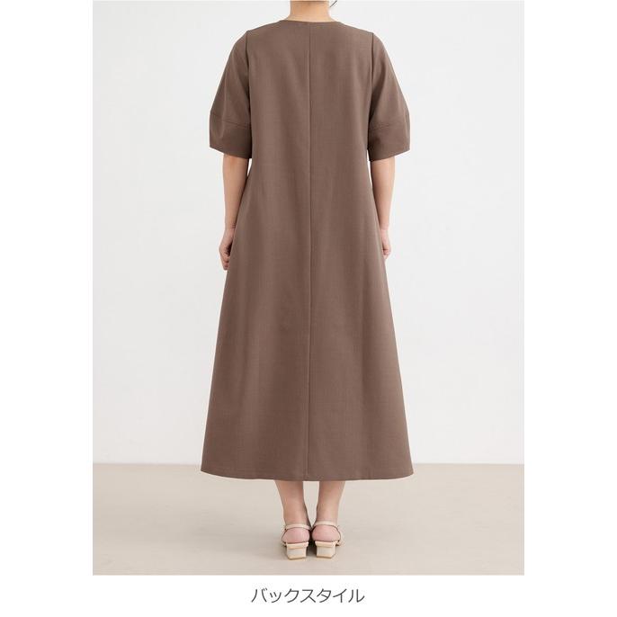 マタニティワンピース ランタンスリーブ 五分袖 産前産後 Rosemadame 紫外線対策 エンジェリーベの画像