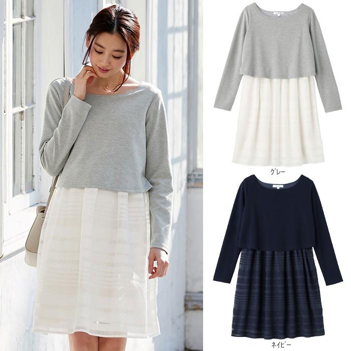 出荷 Sale 授乳服 マタニティ ワンピース Lovemic 授乳口付 ポンチ シアーチェックワンピース 産前