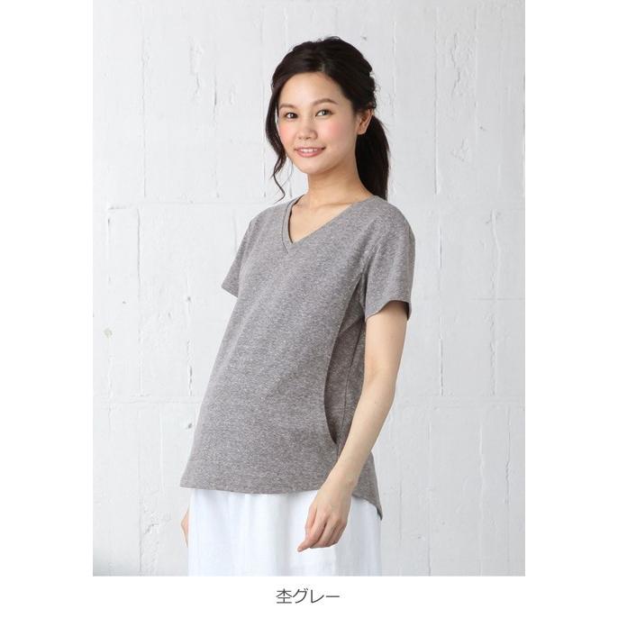 授乳服 マタニティ トップス 授乳口付 スラブ風素材　VネックTシャツ  ウェア ウエア 産前 産後 妊婦服 マタニティー｜angeliebe｜19