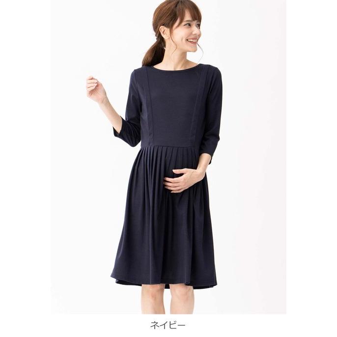 ANGELIEBE 授乳服 マタニティ ワンピース 授乳口付 タック ANGELIEBE 授乳服 マタニティ ワンピース 授乳口付 タック