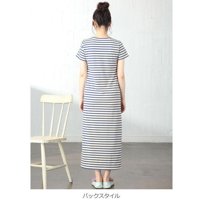 マタニティ ホームウェア fairy 授乳しやすい カップ付マキシワンピース パジャマ ナイティ 半袖 半そで 授乳服 妊婦服 マタニティー