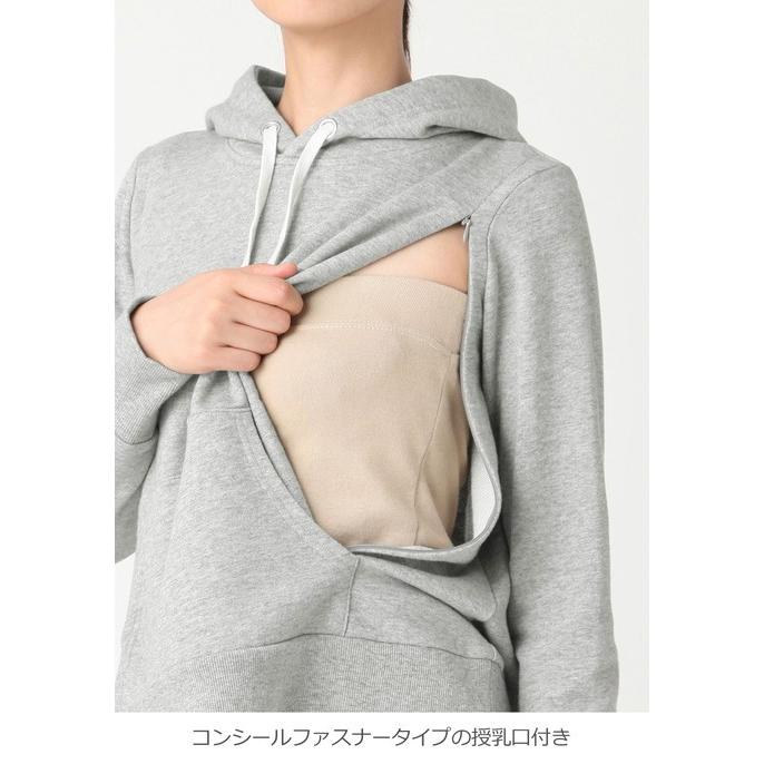 授乳服 マタニティ トップス  授乳口付 裏毛プルパーカー エンジェリーベ ウェア ウエア 産前 産後 妊婦服 マタニティー｜angeliebe｜18