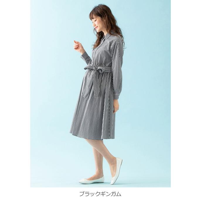 SALE 授乳服 マタニティ 服 ワンピース 授乳しやすい コットン先染めギンガム／ストライプワンピース 産前 産後 妊婦服 マタニティワンピース｜angeliebe｜17