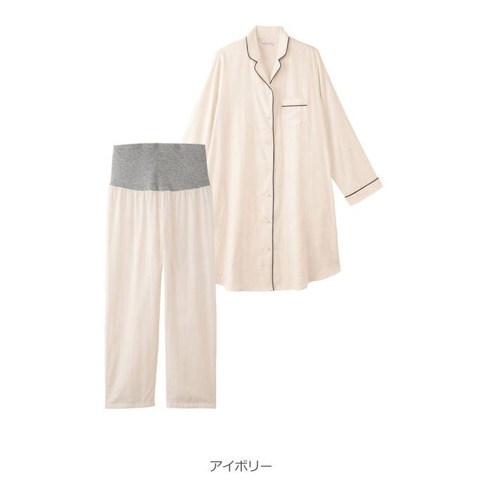 授乳服 マタニティ 服 パジャマ 前開き 入院 ダブルガーゼシンプルパジャマ 産前産後対応パンツ付 マタニティパジャマ 長袖 長そで 妊婦服|ANGELIEBE PayPayモール店|18
