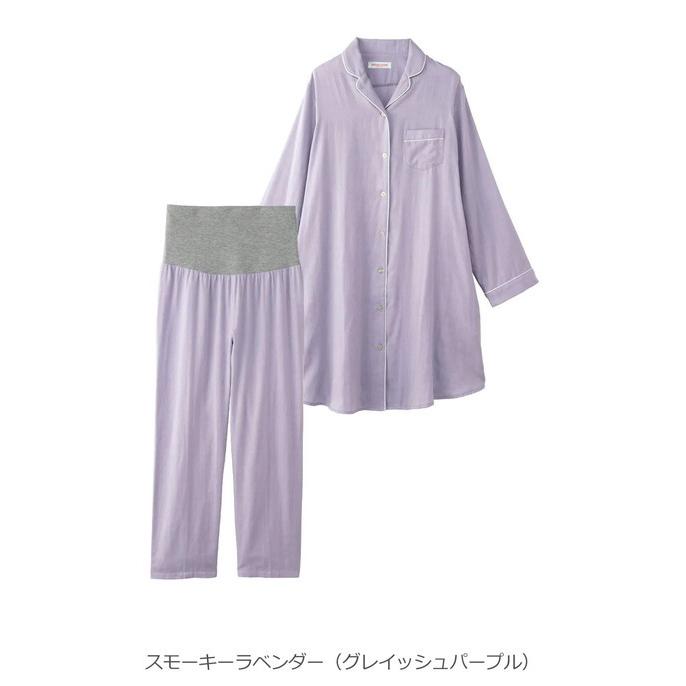 授乳服 マタニティ 服 パジャマ 前開き 入院  ダブルガーゼシンプルパジャマ 産前産後対応パンツ付 マタニティパジャマ 長袖 長そで 妊婦服｜angeliebe｜20