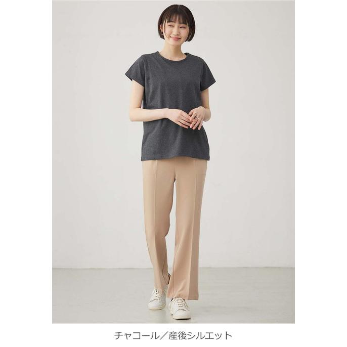 授乳服 Ｔシャツ 半袖  産後ママにやさしい 防汚加工 綿100％ 授乳半袖TEE ボーダー グレー ブラウン 無地 柄 汚れを防ぐ ゆったり｜angeliebe｜18