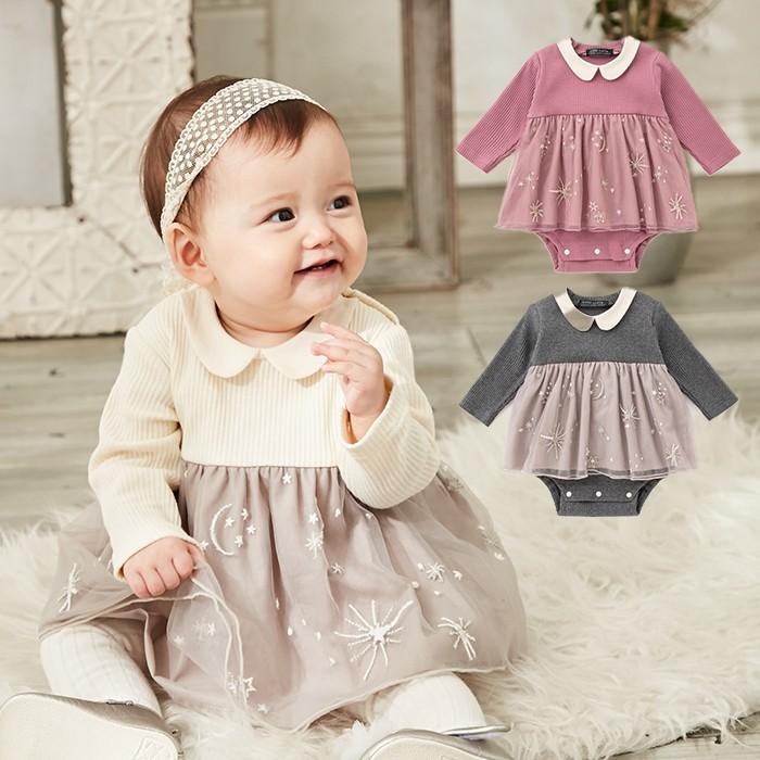 ベビー服 Coto Cotte 星柄刺しゅう ワンピ ボディ 赤ちゃん 女の子 70