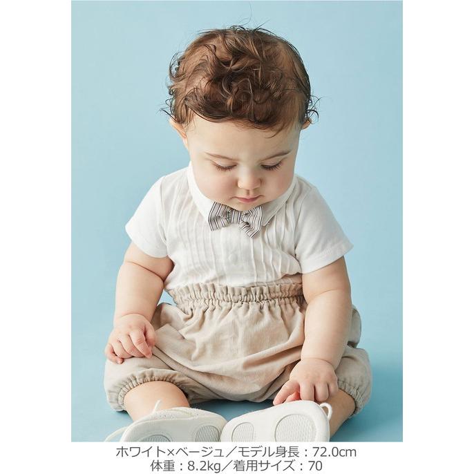 日本メーカー新品 ベビー服 La Stella ドレスボディ 赤ちゃん ベビー用品 半袖 かわいい おしゃれ セレモニー 結婚式 蝶ネクタイ 男の子 お宮参り 七五三 信憑