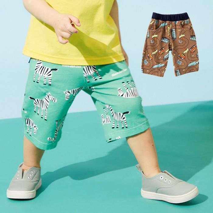 moujonjon ベビー服 プリント 6分丈 パンツ 男の子 子供服 キッズ 
