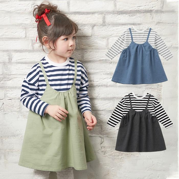 べビー Seraph ボーダー ドッキングキャミワンピース 女の子 ベビー服 ドッキングワンピ 長袖 デニム カーキ おんなのこ キッズ Angeliebe Paypayモール店 通販 Paypayモール